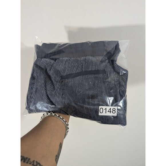 Athleta Pants Women 0 Bali Blue Striped Linen Cropped Relaxed Jogger Lagenlook - Picture 10 of 10